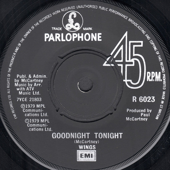 Wings - Goodnight Tonight 41582 Vinyl Singles Vinyl Goed / Hoes Generic