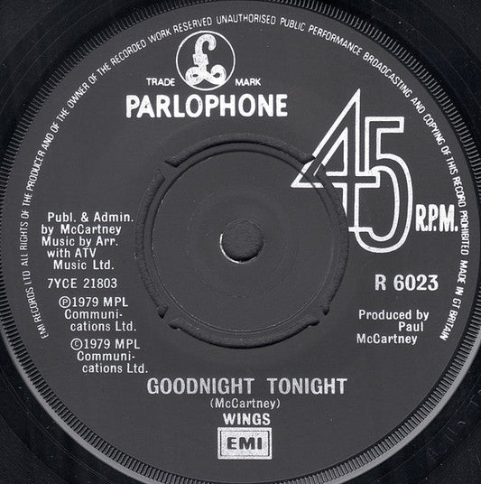 Wings - Goodnight Tonight 41582 Vinyl Singles Vinyl Goed / Hoes Generic