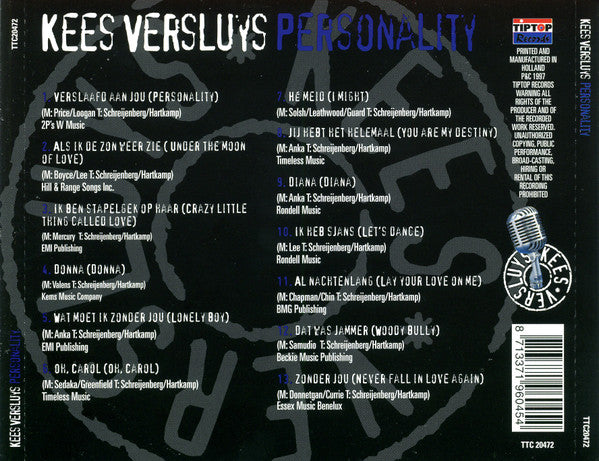 Kees Versluys - Personality (CD) 70931 Compact Disc Goede Staat