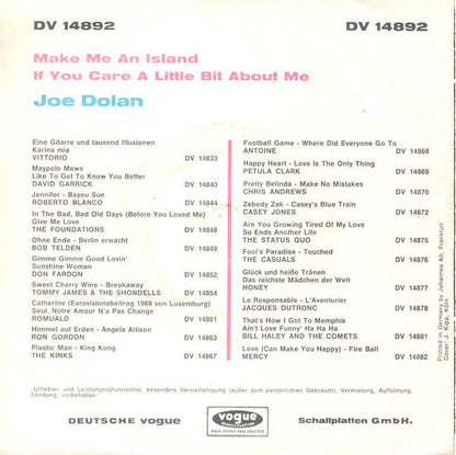 Joe Dolan - Make Me An Island 42873 Vinyl Singles Vinyl Goed / Hoes Goed