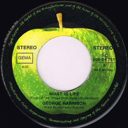 George Harrison - What Is Life Vinyl Singles Vinyl Zeer Goed / Hoesje Generic "VINYLSINGLES.NL"