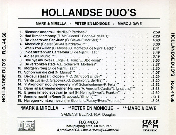 Various - Hollandse Duo's (CD) 70712 Compact Disc Goede Staat