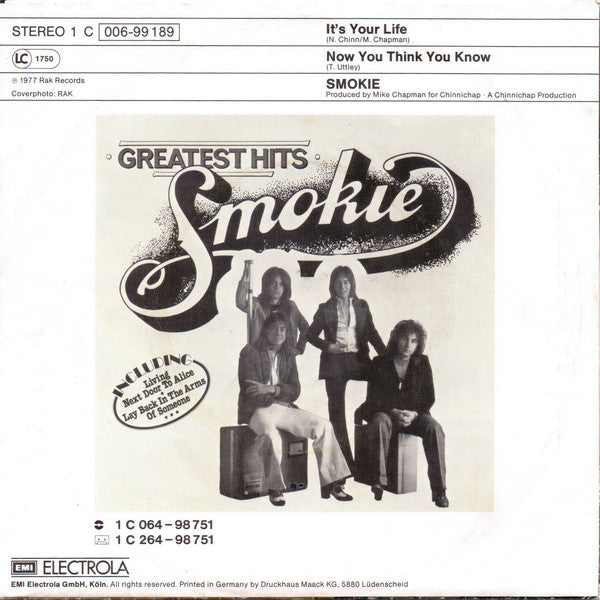 Smokie - It's Your Life 18687 Vinyl Singles Vinyl Goed / Hoes Goed