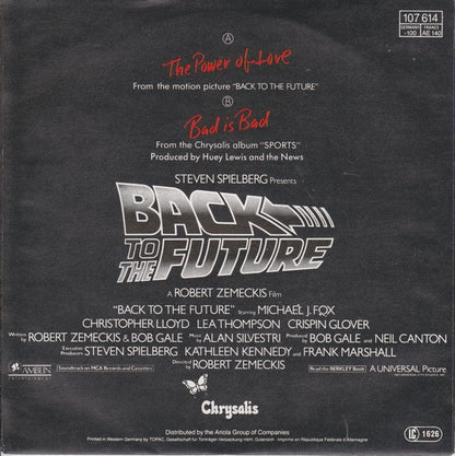 Huey Lewis & The News - The Power Of Love (Remix) (B-Keus) Vinyl Singles Vinyl (G+) / Hoes (G) Tekst "VINYLSINGLES.NL"