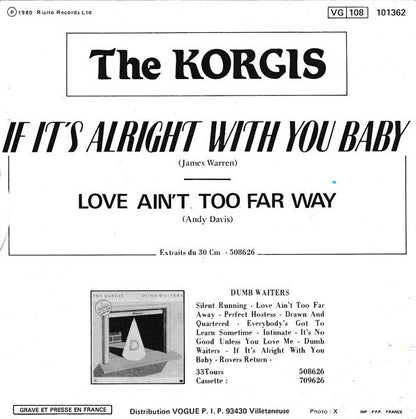 Korgis - If It's Alright With You Baby 41544 Vinyl Singles Vinyl Goed / Hoes Goed