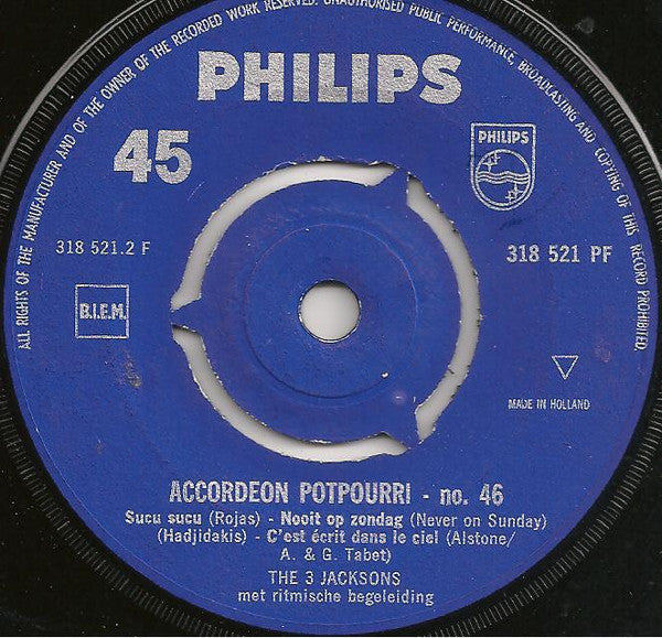 3 Jacksons - Accordeon Potpourri No. 46 07145 Vinyl Singles Vinyl Goed / Hoes Goed