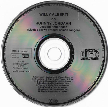Willy Alberti En Johnny Jordaan - Jeugdherinneringen (Liedjes Die We Vroeger Samen Zongen) (CD) 70476 Compact Disc Goede Staat