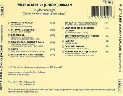 Willy Alberti En Johnny Jordaan - Jeugdherinneringen (Liedjes Die We Vroeger Samen Zongen) (CD) 70476 Compact Disc Goede Staat