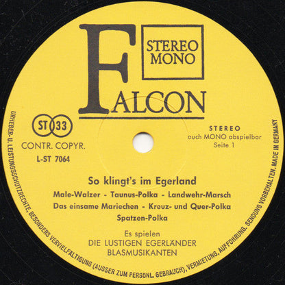 Egerländer Blasorchester - So Klingt's Im Egerland (LP) 49827