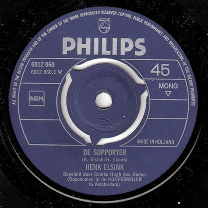 Henk Elsink - De Supporter Vinyl Singles Vinyl Zeer Goed / Hoesje Goed "VINYLSINGLES.NL"