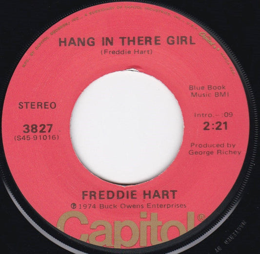 Freddie Hart - Hang In There Girl Vinyl Singles Vinyl Zeer Goed / Hoesje Generic "VINYLSINGLES.NL"