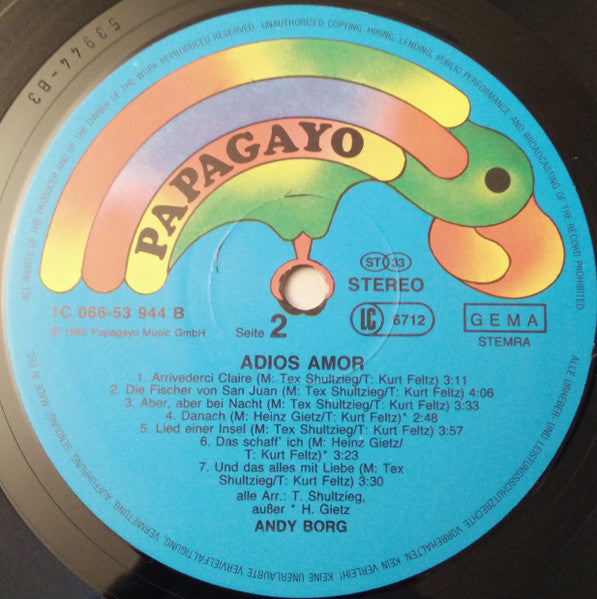 Andy Borg - Adios Amor (LP) 49918 Vinyl LP JUKEBOXSINGLES.NL   