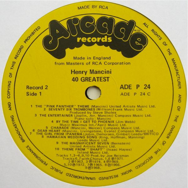Henry Mancini - 40 Greatest (LP) Vinyl LP Dubbel Vinyl Zeer Goed / Hoesje Goed "VINYLSINGLES.NL"