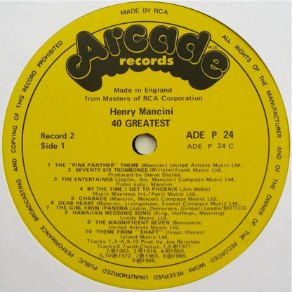 Henry Mancini - 40 Greatest (LP) Vinyl LP Dubbel Vinyl Zeer Goed / Hoesje Goed "VINYLSINGLES.NL"