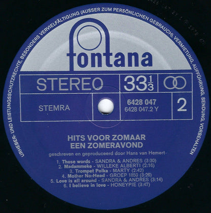 Hans van Hemert - Hits Voor Zomaar Een Zomeravond (LP) Vinyl LP Vinyl Zeer Goed / Hoesje Goed "VINYLSINGLES.NL"