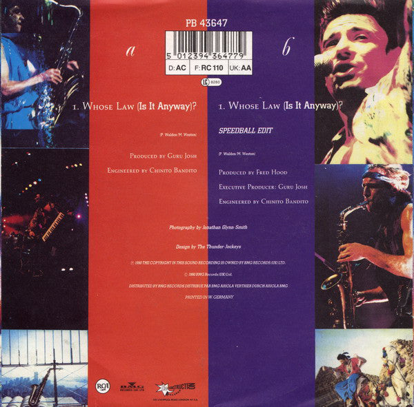 Guru Josh - Whose Law (is It Anyway) Vinyl Singles Vinyl Zeer Goed / Hoesje Goed "VINYLSINGLES.NL"