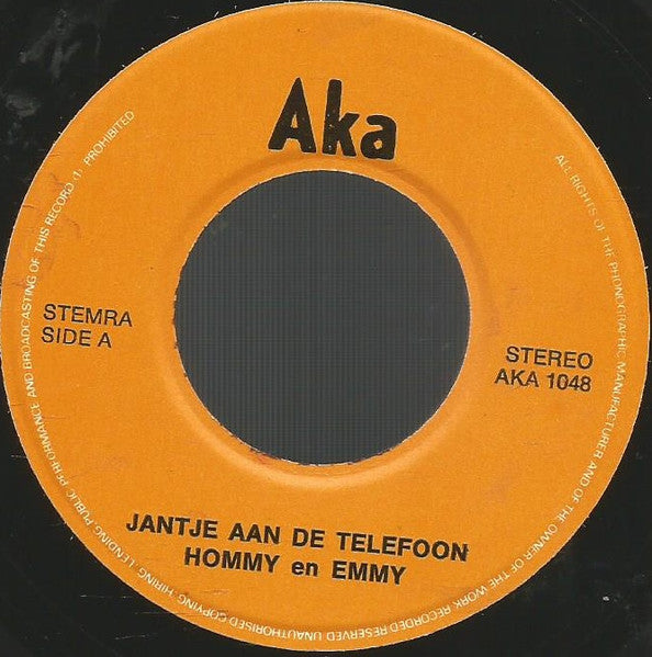Hommy & Emmy - Jantje Aan De Telefoon Vinyl Singles Vinyl Zeer Goed / Hoesje Goed "VINYLSINGLES.NL"