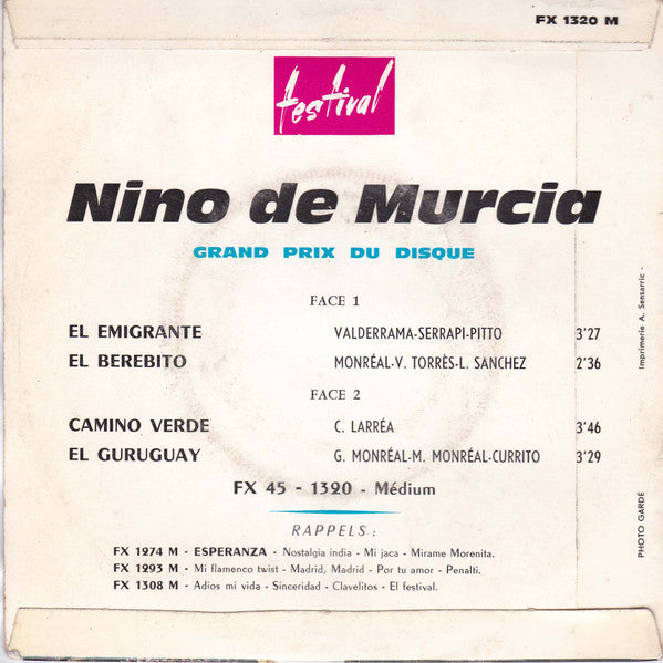 Nino De Murcia - El Emigrante 22583 Vinyl Singles EP Vinyl Goed / Hoes Goed