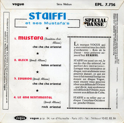 Staiffi Et Ses Mustafa's - Mustafa 05840 Vinyl Singles EP Vinyl Goed / Hoes Redelijk