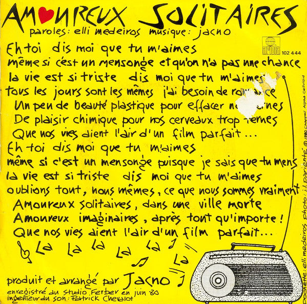 Lio - Amoureux Solitaires 43524 Vinyl Singles Vinyl Goed / Hoes Goed