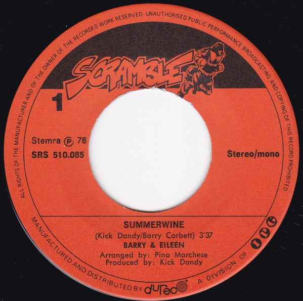 Barry & Eileen - Summerwine 35058 Vinyl Singles Vinyl Zeer Goed / Hoesje Goed "VINYLSINGLES.NL"