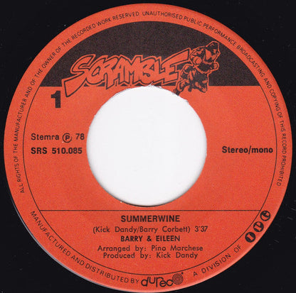 Barry & Eileen - Summerwine 35058 Vinyl Singles Vinyl Zeer Goed / Hoesje Goed "VINYLSINGLES.NL"