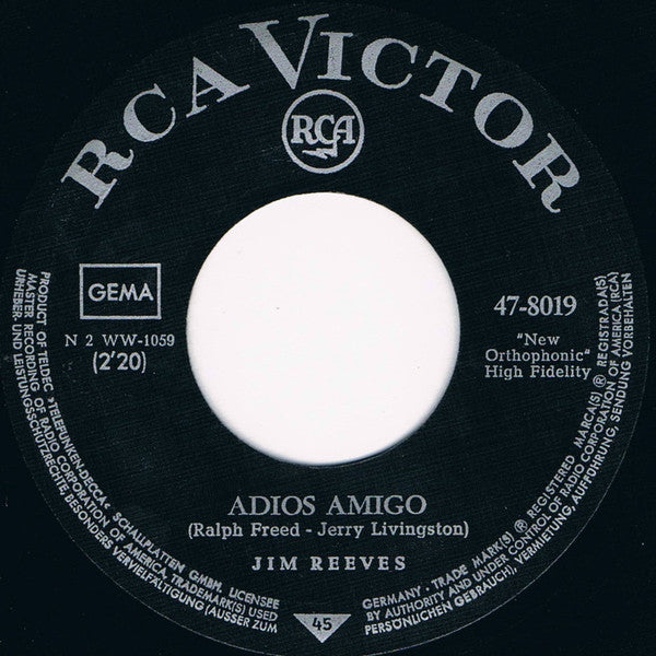 Jim Reeves - Adios Amigo 42406 Vinyl Singles Vinyl Goed / Hoes Generic