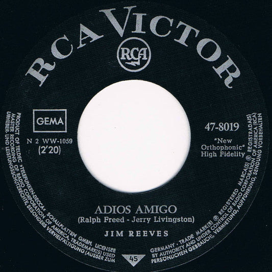 Jim Reeves - Adios Amigo 42406 Vinyl Singles Vinyl Goed / Hoes Generic