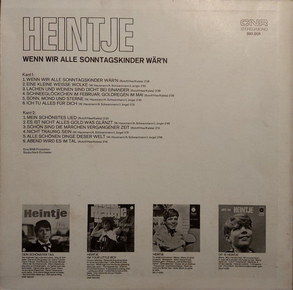 Heintje - Wenn Wir Alle Sonntagskinder War'n (LP) Vinyl LP Vinyl Zeer Goed / Hoes Goed "VINYLSINGLES.NL"