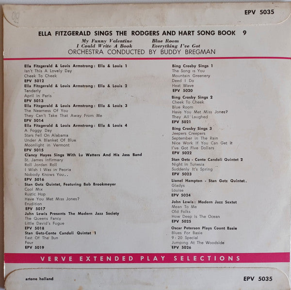 Ella Fitzgerald - Ella Fitzgerald Sings The Rodgers And Hart Song Book 9 41773 Vinyl Singles EP Vinyl Goed / Hoes Goed