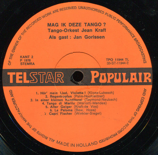 Tango Orkest Jean Kraft Als Gast: Jan Gorissen - Mag Ik Deze Tango (LP) 42503 Vinyl LP JUKEBOXSINGLES.NL   