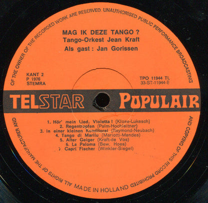 Tango Orkest Jean Kraft Als Gast: Jan Gorissen - Mag Ik Deze Tango (LP) 42503 Vinyl LP JUKEBOXSINGLES.NL   