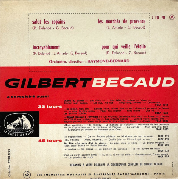Gilbert Bécaud - 10 - Salut Les Copains 40570 Vinyl Singles EP Vinyl Goed / Hoes Goed