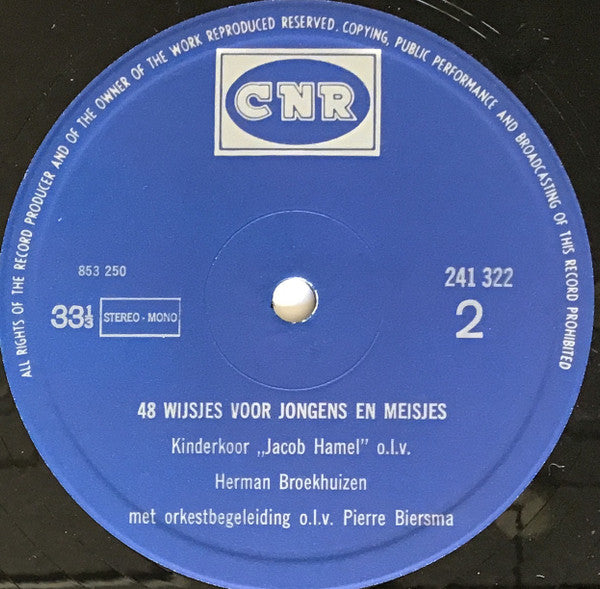 Kinderkoor Jacob Hamel - 48 Wijsjes voor jongens en meisjes (LP) 48907 Vinyl LP JUKEBOXSINGLES.NL   