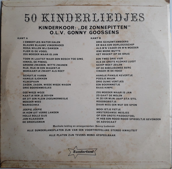 Kinderkoor De Zonnepitten - 50 kinderliedjes (LP) 45349 Vinyl LP JUKEBOXSINGLES.NL   