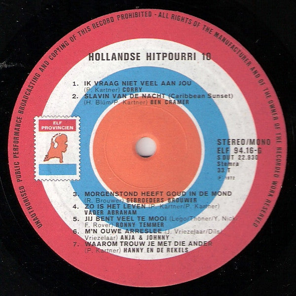 Various - Hollandse Hitpourri 10 (LP) 46612 Vinyl LP JUKEBOXSINGLES.NL   