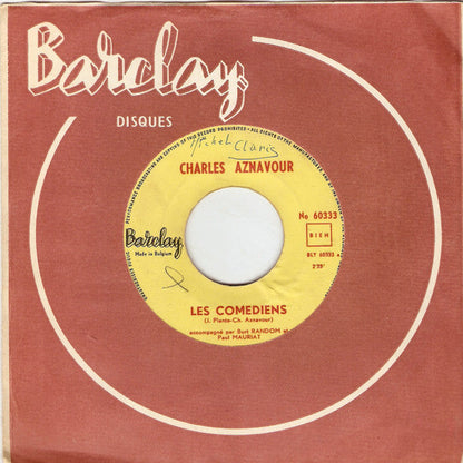 Charles Aznavour - Les Comédiens 36945 Vinyl Singles Vinyl Zeer Goed / Hoesje Goed "VINYLSINGLES.NL"