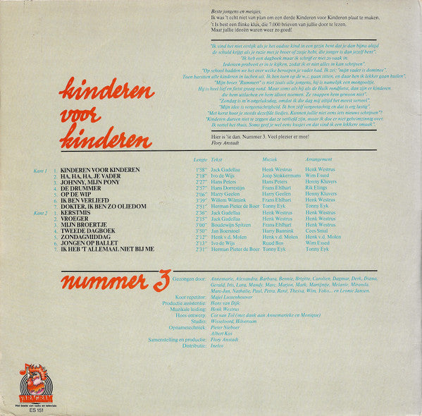 Kinderen voor Kinderen - Kinderen Voor Kinderen 3 (LP) 50012 Vinyl LP JUKEBOXSINGLES.NL   