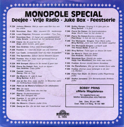 Bobby Prins - Maria Magdalena 41320 Vinyl Singles Vinyl Goed / Hoes Goed
