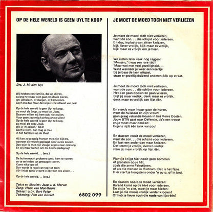 Henk Van Montfoort - Op De Hele Wereld Is Geen Uyl Te Koop Vinyl Singles Vinyl Zeer Goed / Hoesje Goed "VINYLSINGLES.NL"