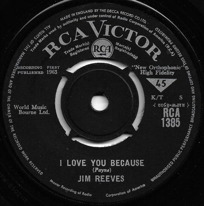 Jim Reeves - I Love You Because 42632 Vinyl Singles Vinyl Goed / Hoes Goed
