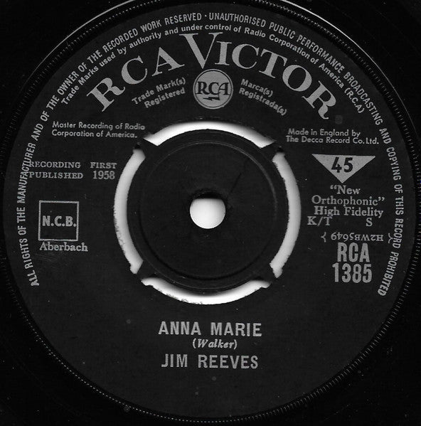 Jim Reeves - I Love You Because 42632 Vinyl Singles Vinyl Goed / Hoes Goed