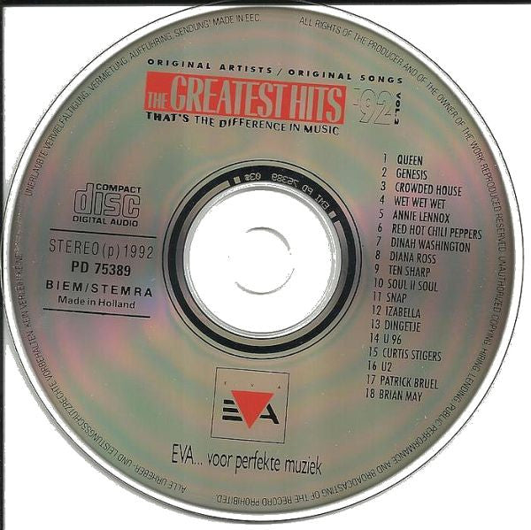 Various - The Greatest Hits '92 Vol. 2 (CD) 70403 Compact Disc Goede Staat