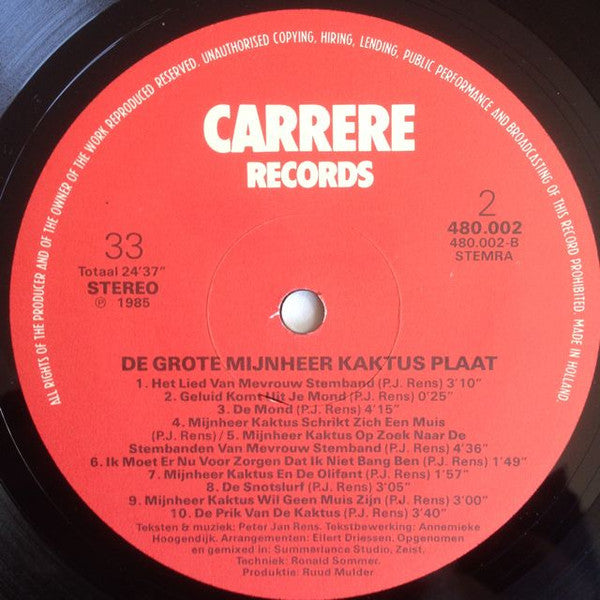 Mijnheer Kaktus - De Grote Mijnheer Kaktus Plaat (LP) (B) 51067 Vinyl LP JUKEBOXSINGLES.NL   