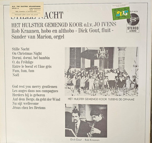 Hulster Gemengd Koor O.L.V. Jo Ivens, Rob Kraanen, Dick Gout, Sander van Marion - Stille Nacht (LP) Vinyl LP Vinyl Zeer Goed / Hoesje Goed "VINYLSINGLES.NL"