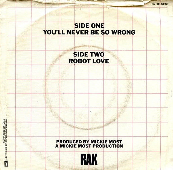 Hot Chocolate - You'll Never Be So Wrong Vinyl Singles Vinyl Zeer Goed / Hoesje Goed "VINYLSINGLES.NL"