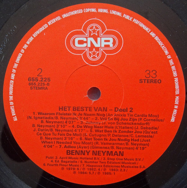 Benny Neyman - Het Beste Van Benny Neyman Deel 2 (LP) 52164 Vinyl LP Vinyl Goed / Hoes Goed