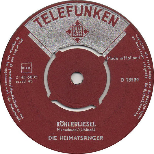 Heimatsänger - Köhlerliesel Vinyl Singles Vinyl Zeer Goed / Hoesje Goed "VINYLSINGLES.NL"