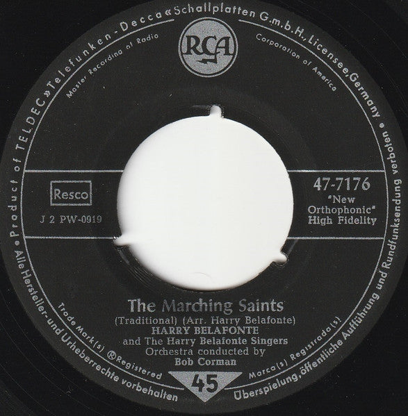 Harry Belafonte - The Marching Saints Vinyl Singles Vinyl Zeer Goed / Hoesje Generic "VINYLSINGLES.NL"