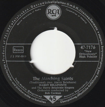 Harry Belafonte - The Marching Saints Vinyl Singles Vinyl Zeer Goed / Hoesje Generic "VINYLSINGLES.NL"
